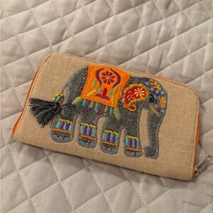 Embroidered Elephant Wallet NWOT
